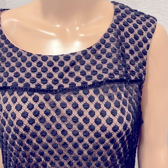 Vintage Adrianna Papell little black dress, sheer w/ raised dots. Fully lined. - Picture 6 of 13